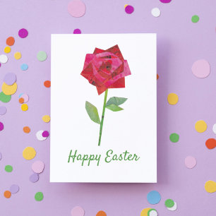 Tarjeta Festiva Retrop Spring Rosa Floral Tradicional Pascua