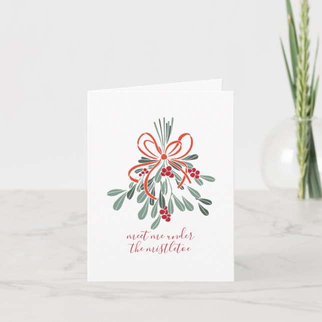 Tarjeta Festiva Reúnete conmigo bajo el mistletoe (Anverso)