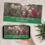 Tarjeta Festiva Reunión familiar fotográfica horizontal o panorámi<br><div class="desc">Un divertido recuerdo de la reunión familiar con un lugar para agregar una foto e incluir texto sobre la reunión. Acentos verdes que se pueden cambiar en el área de diseño avanzado.</div>