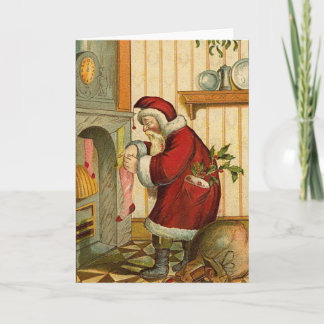 Tarjeta Festiva Revestimiento de Santa Filling de época