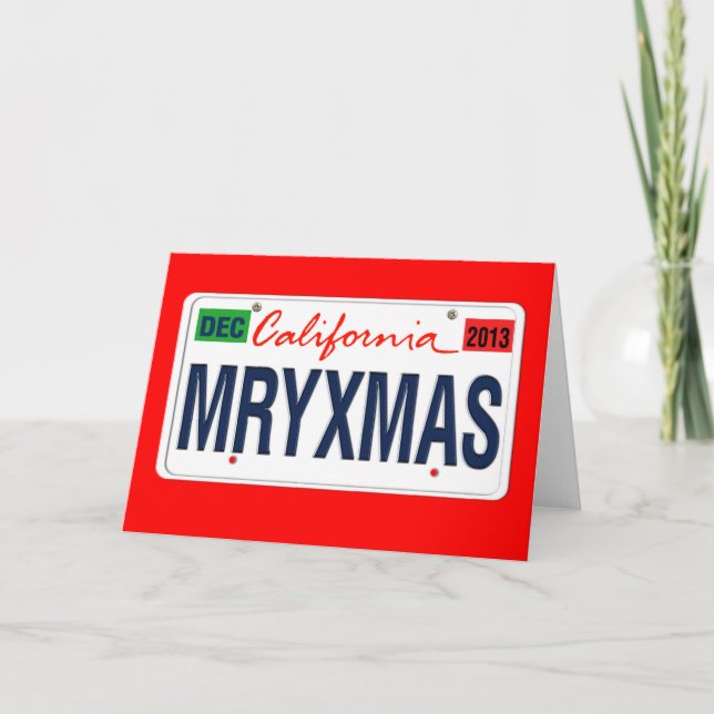 Tarjeta Festiva Revisado California License Plate Xmas 2013 (Anverso)