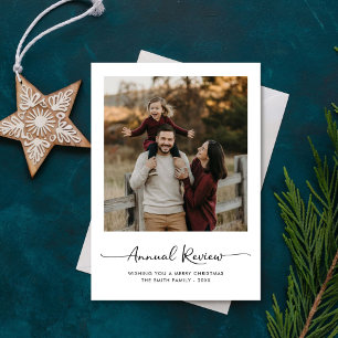 Tarjeta Festiva Revisión anual simple de Navidades de fotografía f