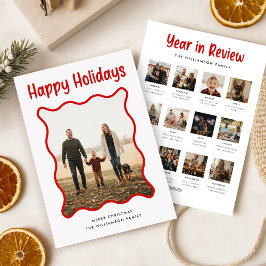 Tarjeta Festiva Revisión del año Collage de fotos de mascotas fami