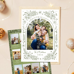 Tarjeta Festiva Revisión del año del arco de fotos de familia botá