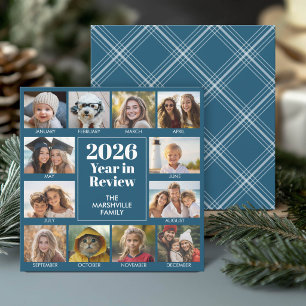Tarjeta Festiva Revisión del año en 12 fotos - 2026 Azul
