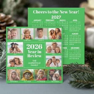 Tarjeta Festiva Revisión del año en 12 fotos - 2026 Verde