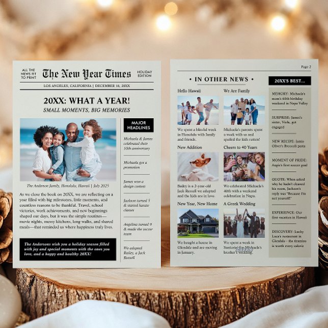 Tarjeta Festiva Revisión del Año Feliz Año Nuevo Periódico (Subido por el creador)