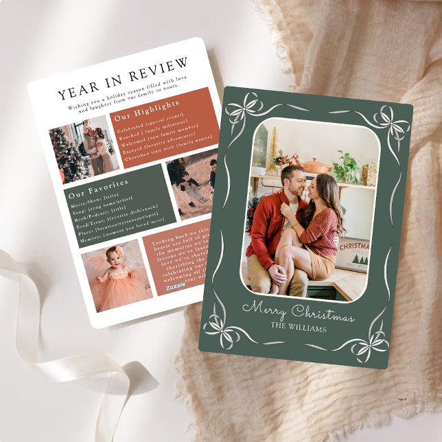 Tarjeta Festiva Revisión familiar del año moderno de Green Bow Pho (Subido por el creador)