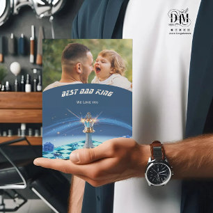 Tarjeta Festiva Rey de ajedrez metálico Diamond Azul Día del Padre