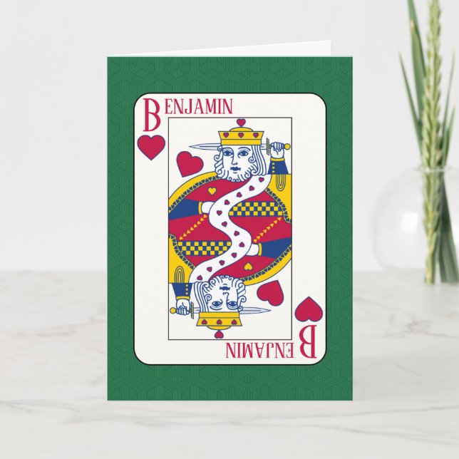 Tarjeta Festiva Rey de Corazones Nombre personalizado Jugar tarjet (Anverso)