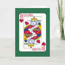 Tarjeta Festiva Rey de Corazones Nombre personalizado Jugar tarjet