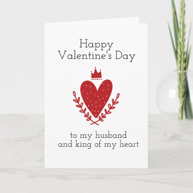 Tarjeta Festiva Rey De Mi Marido Corazón Valentine (Anverso)