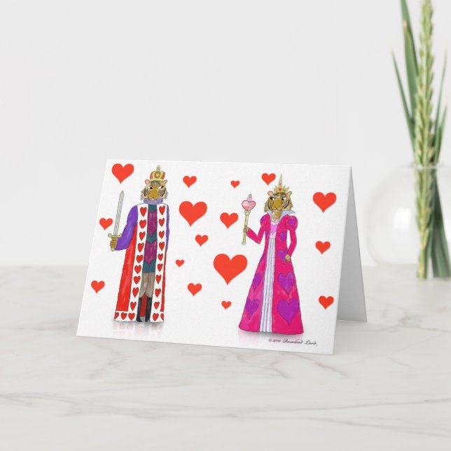 Tarjeta Festiva Rey del tigre y reina de corazones (Anverso)