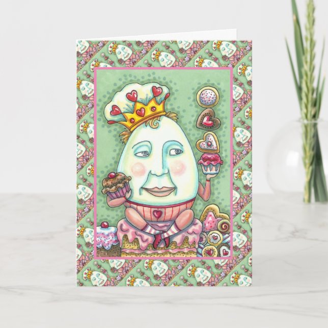 TARJETA FESTIVA REY HUMPTY DE CORAZONES Y CONFECCIONES, VALENTINA (Anverso)