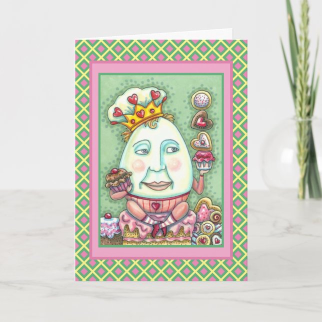 TARJETA FESTIVA REY HUMPTY DE CORAZONES Y CONFECCIONES, VALENTINA (Anverso)