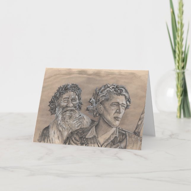 Tarjeta Festiva Rey Oak rey del acebo (Anverso)