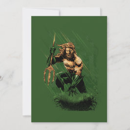 Tarjeta Festiva Rey Oceánico Guerrero Tridente Dinámico Arte Cómic
