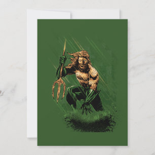 Tarjeta Festiva Rey Oceánico Guerrero Tridente Dinámico Arte Cómic