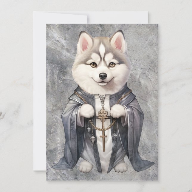 Tarjeta Festiva Rey sacerdote Perro Husky Siberiano (Anverso)