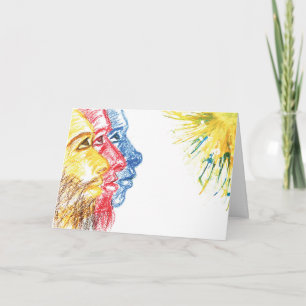 Tarjeta Festiva Reyes Magos Abstractos Multiculturales Modernos