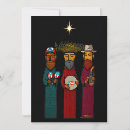 Tarjeta Festiva Reyes Magos puertorriqueños con parranda musical
