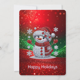 Tarjeta Festiva Rhinestones Snowman Holiday Card