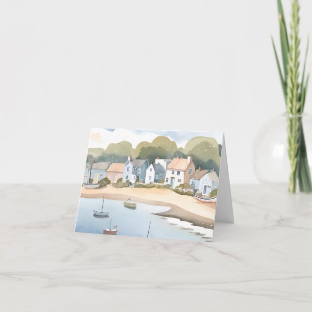 Tarjeta Festiva Rhode Island Beach Shore Watercolor (Anverso)