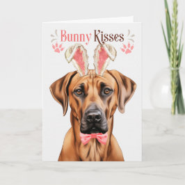 Tarjeta Festiva Rhodesia Ridgeback Dog Bunny Oars for Easter