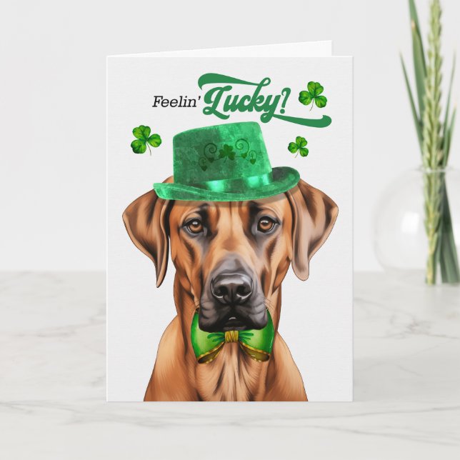 Tarjeta Festiva Rhodesian Ridgeback Dog Lucky St Patrick's Day (Anverso)