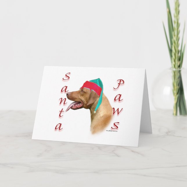 Tarjeta Festiva Rhodesian Ridgeback Santa Paws (Anverso)