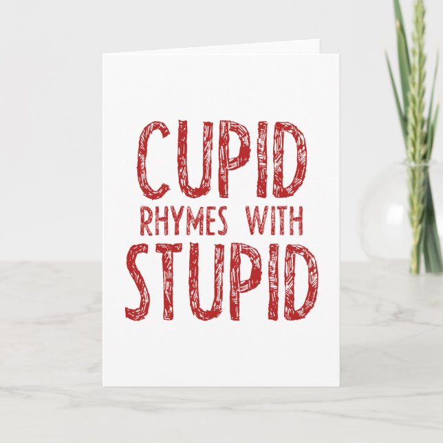 Tarjeta Festiva Rhymes Cupido Con Estúpido (Anverso)