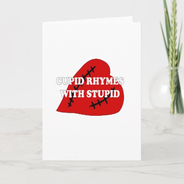 Tarjeta Festiva Rhymes Cupido Con Estúpido (Anverso)