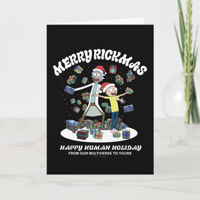 Tarjeta Festiva Rick y Morty | Merry Rickmas Presents (Anverso)