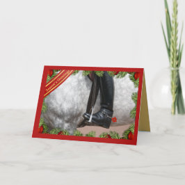 Tarjeta Festiva Riding Ecuestre bota de saludos en temporada de ca