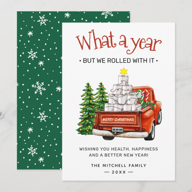 Tarjeta Festiva Riendo hasta 2024: Un cómico fin de año (Anverso / Reverso)