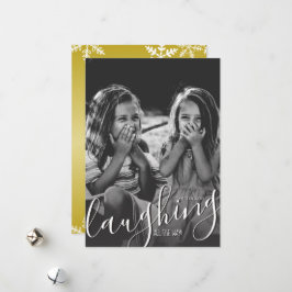 Tarjeta Festiva Riendo todo el camino Snowflakes Gold Photo