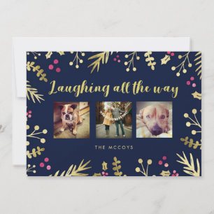 Tarjeta Festiva Riéndose todo el camino de la foto de los Navidade