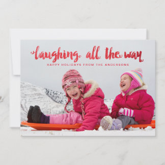 Tarjeta Festiva Riéndose todo el camino del guión OverlayHoliday P
