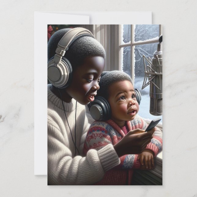 Tarjeta Festiva Rimas de invierno: Hermanos se unen a través de Mu (Anverso)