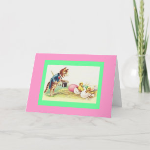 Tarjeta Festiva Ringmaster del gato vintage y chicles de Pascua