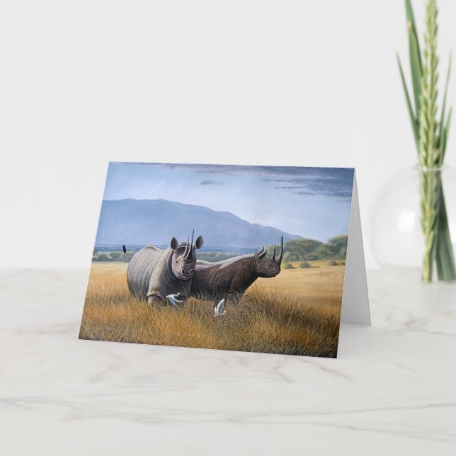 Tarjeta Festiva Rinoceronte hermoso (Anverso)
