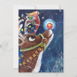 Tarjeta Festiva Rinoceronte rojo y hada