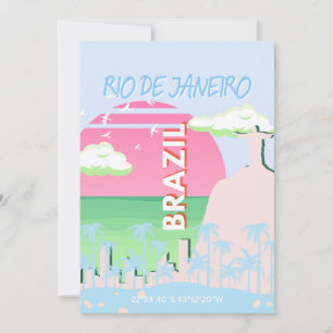 Tarjeta Festiva Río de Janeiro Brasil Ilustracion azul de viajes d