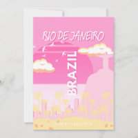 Río de Janeiro Brasil Ilustracion rosa de arte de