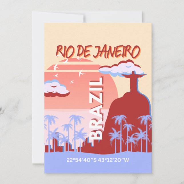 Tarjeta Festiva Río de Janeiro Brasil Poster de Retro de Arte Viaj (Anverso)