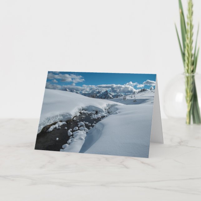 Tarjeta Festiva Río invernal nevado (Anverso)
