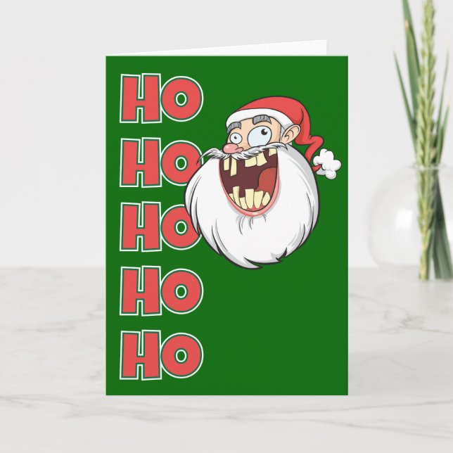 Tarjeta Festiva Risa loca de Papá Noel (Anverso)