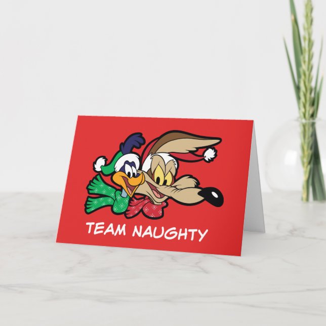 Tarjeta Festiva ROAD RUNNER™ y Wile E. Coyote "Team Naughty" (Anverso)