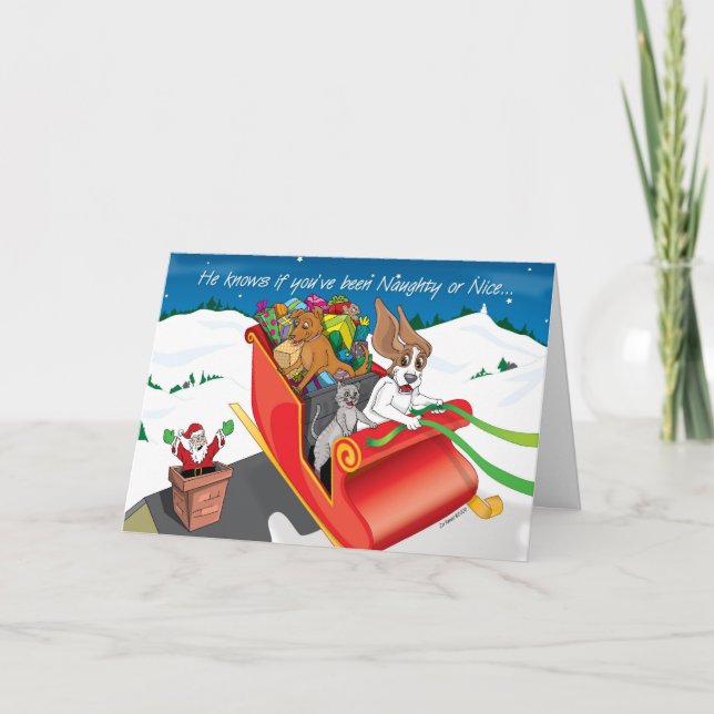 Tarjeta Festiva Robando SantasSleighCARD_ ©ZoeRanucci (Anverso)