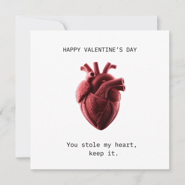 Tarjeta Festiva Robaste mi corazón día de San Valentín (Anverso)